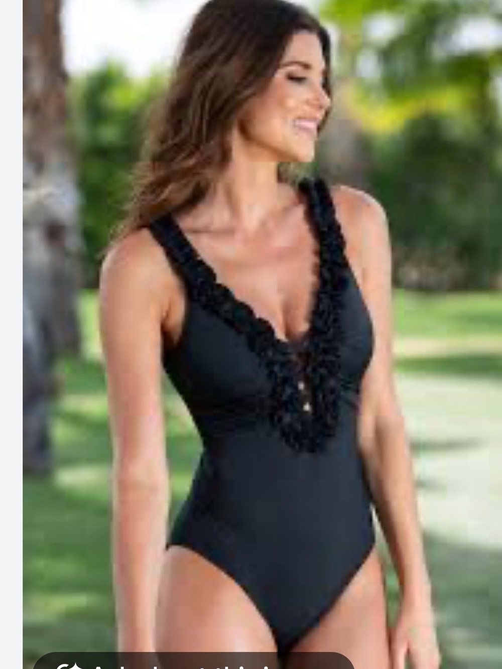 Black Rufle -Trim One-Piece Swimsuit - Women Swim by LaBlanca